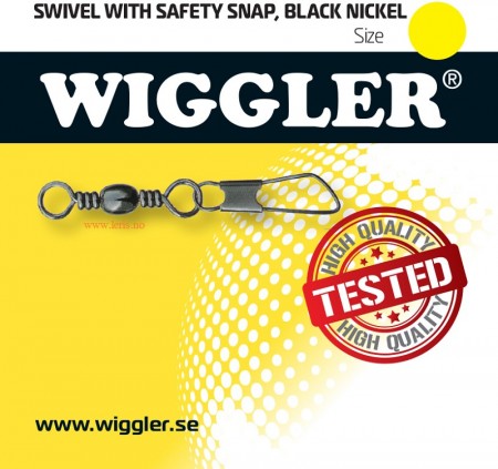 Wiggler Sluklås med svivel strl.6, 7pk, 14kg, Black Nickel