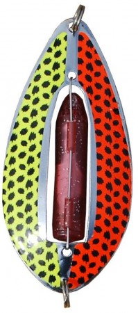 Wiggler Muskus Kobber 98mm, Gul / Rød