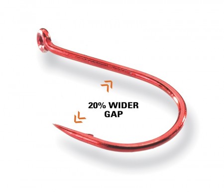 Mustad Wide Gap Drop-Shot-Krok Rød, strl.8, 10pk.