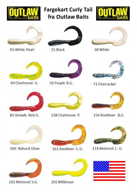 Fargekart OUTLAW BAITS Curly Tail